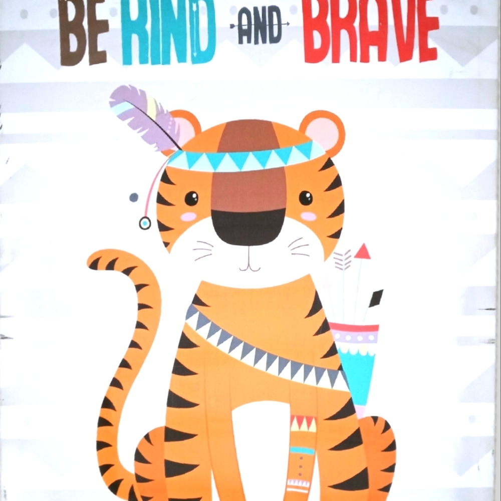 Be Kind and Brave Boho Tribal Tiger Wall Art